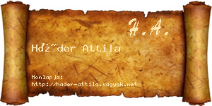 Háder Attila névjegykártya