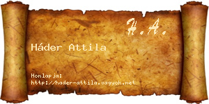 Háder Attila névjegykártya